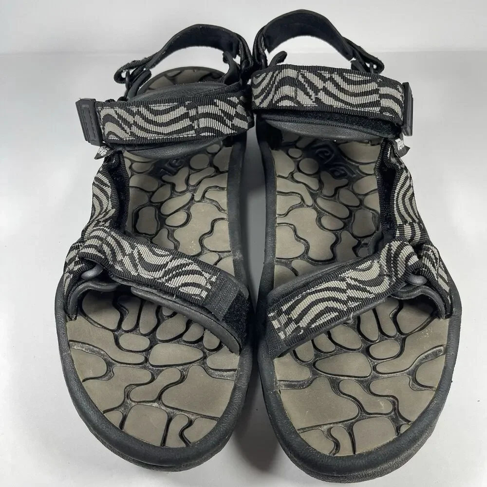 Vintage Teva Sandals Men’s 13 USA Made Black Gray Pattern Strappy Hiking Trails